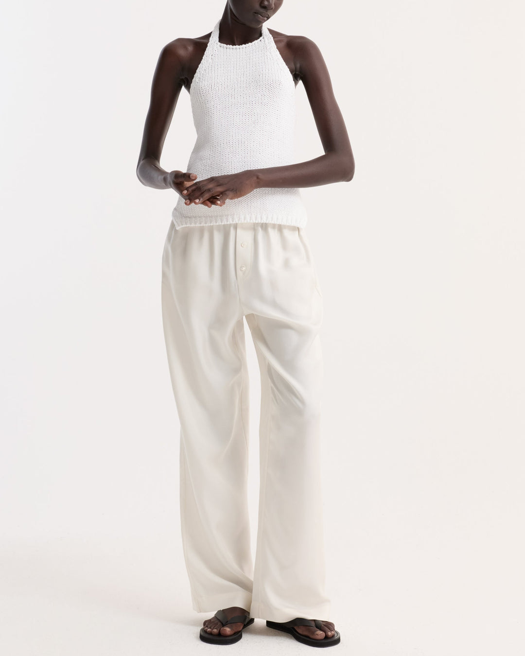 Chunky Knit Halter Top | Optic White