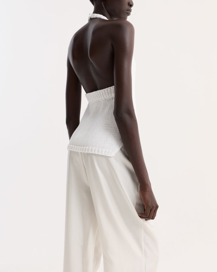 Chunky Knit Halter Top | Optic White