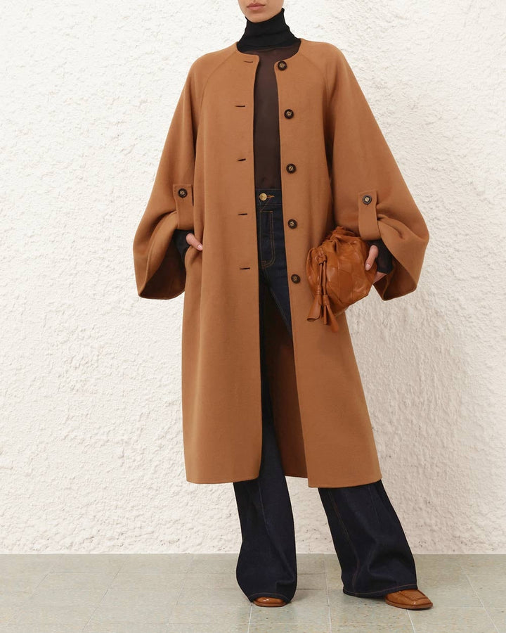 Valiant Wool Scarf Coat | Camel