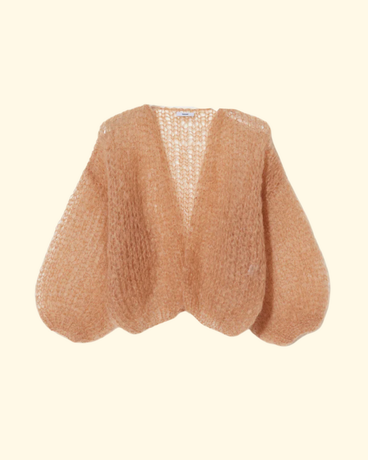 Mohair Bomber Cardigan, Light | Camel