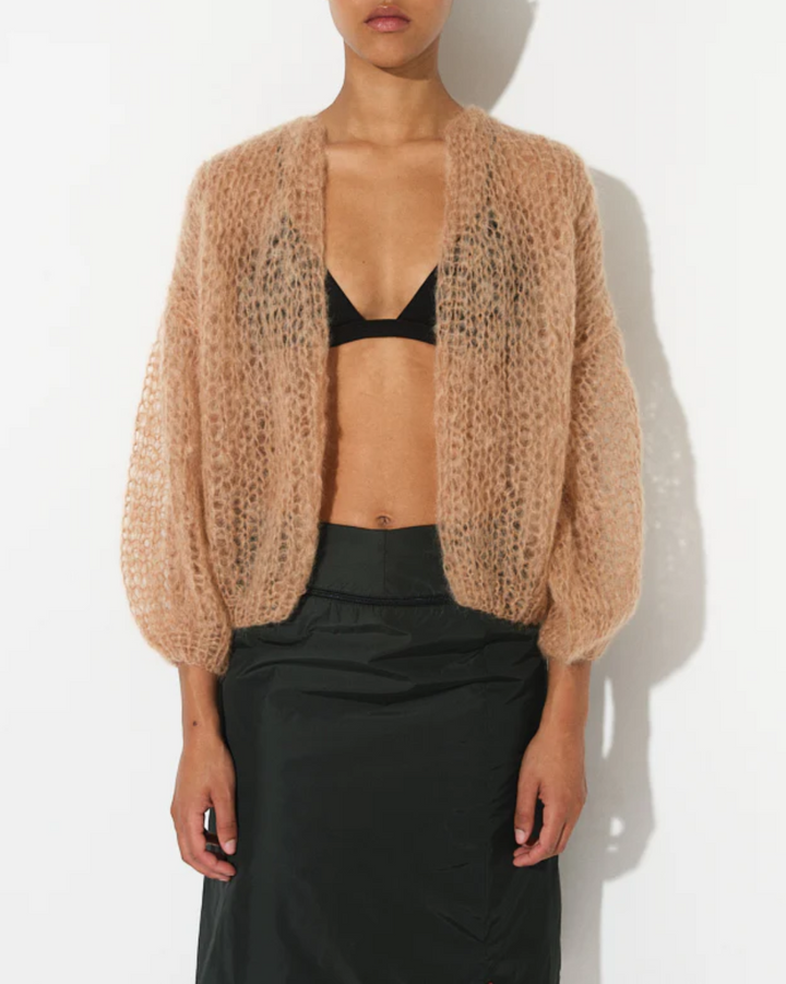 Mohair Bomber Cardigan, Light | Camel