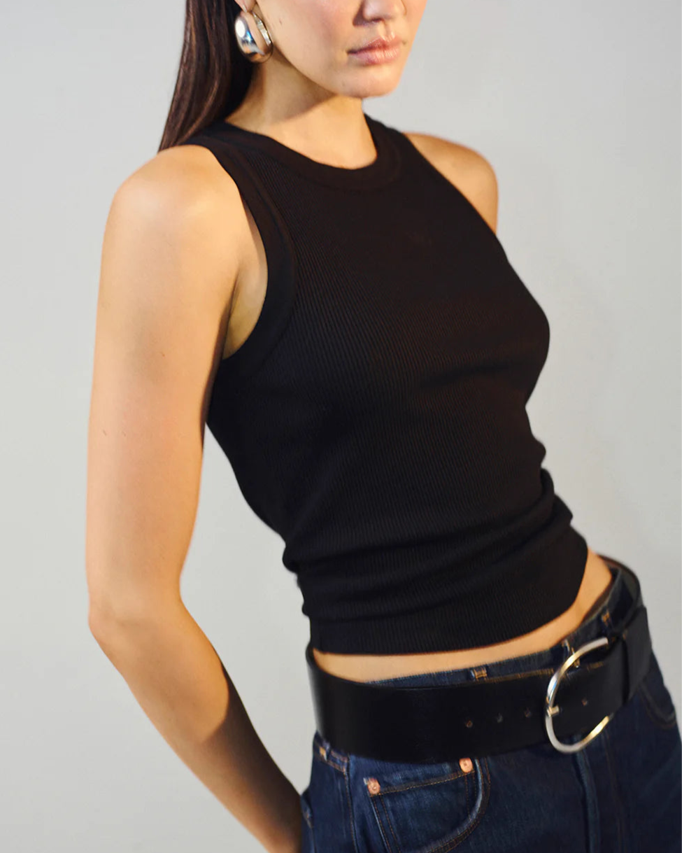 Isabel Rib Tank | Black