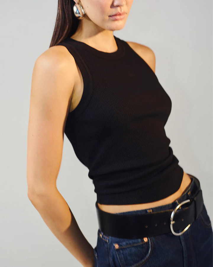 Isabel Rib Tank | Black
