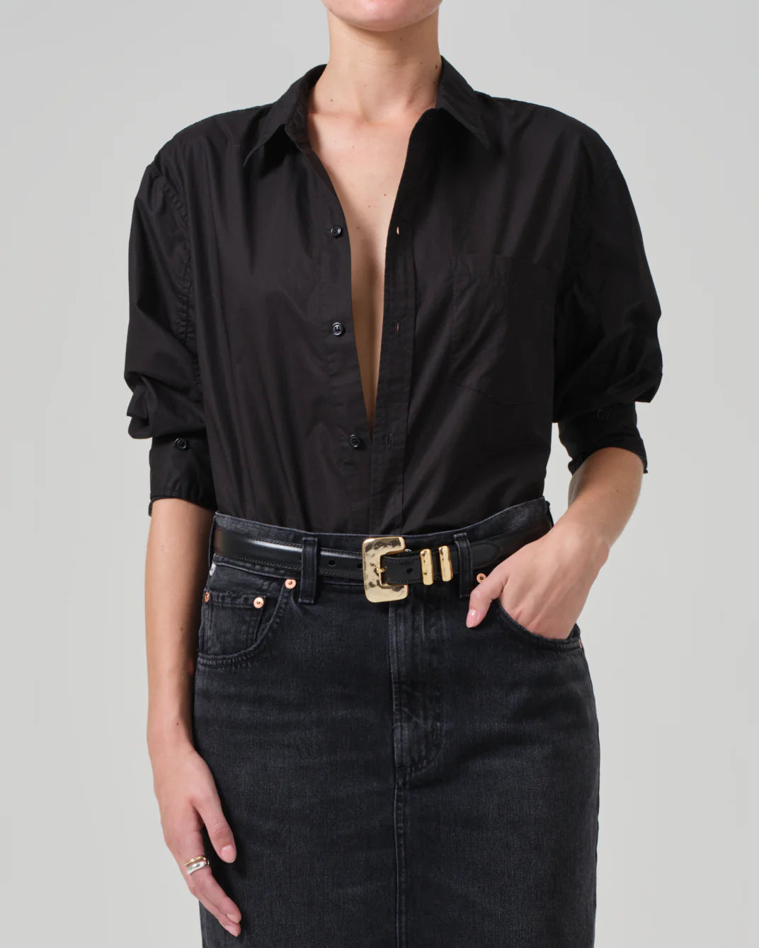 Kayla Shrunken Shirt | Black