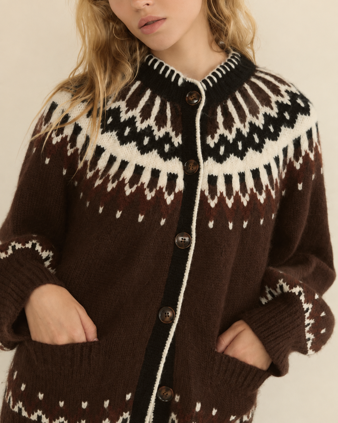 Hue Cardigan | Brun Ab Fair Isle