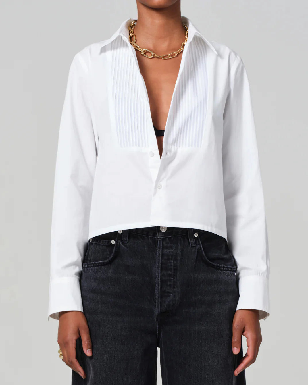 Fino Boxy Cropped Tuxedo | White