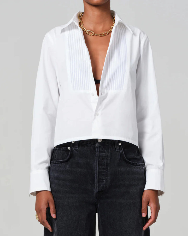 Fino Boxy Cropped Tuxedo | White