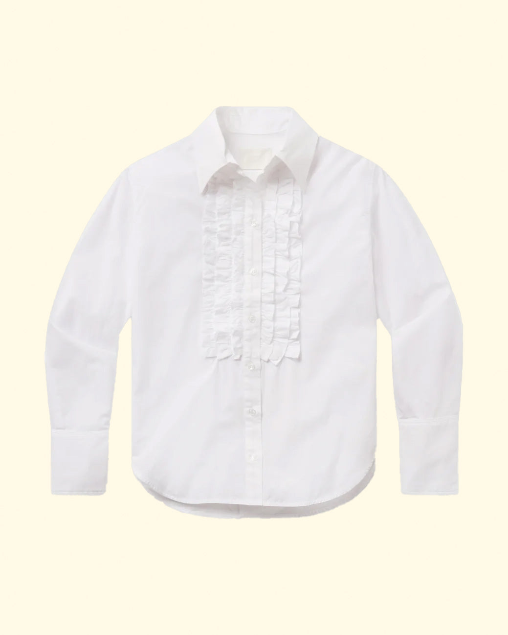 Ruffle Tuxedo Shirt | White