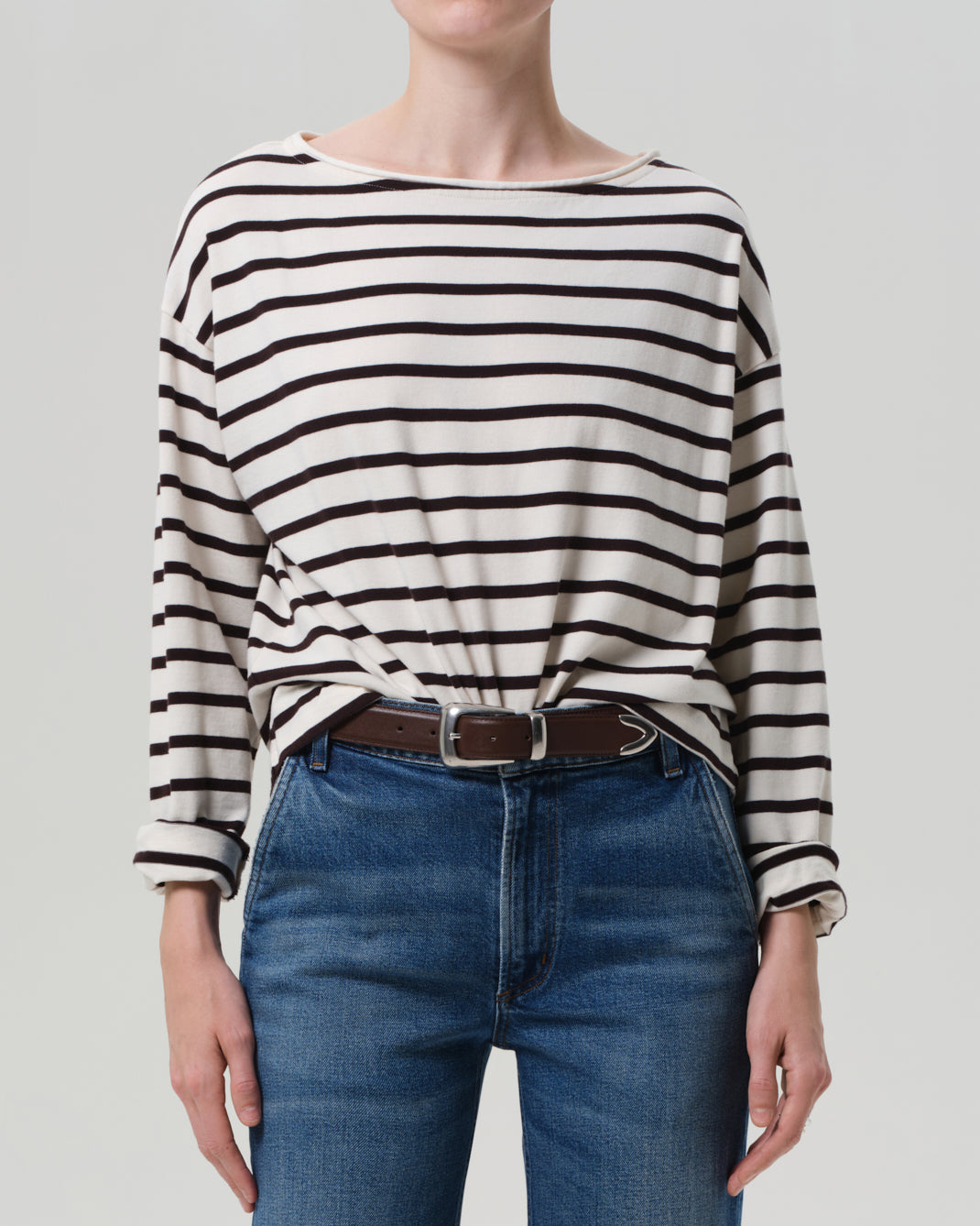 Boat Neck L/S | Chocolate Stripe