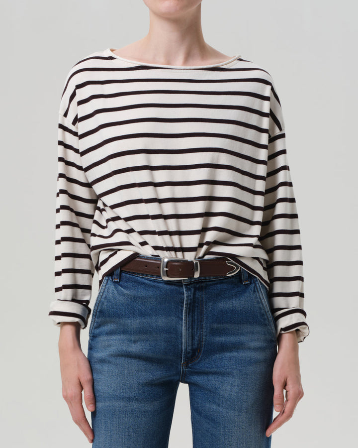 Boat Neck L/S | Chocolate Stripe
