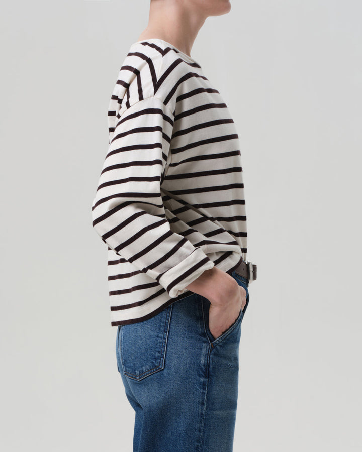 Boat Neck L/S | Chocolate Stripe