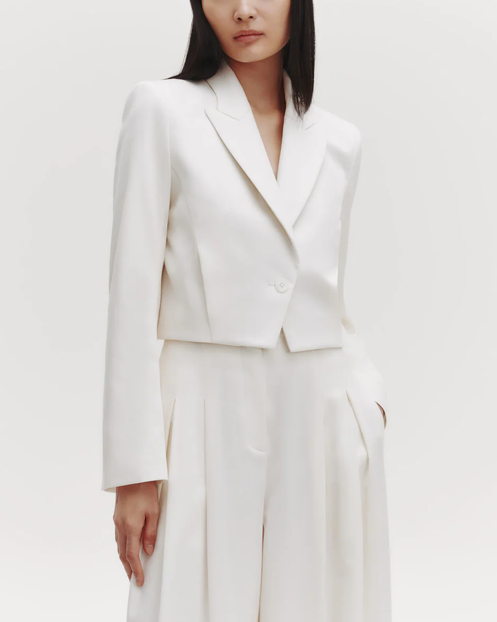 Blazer w/ Pleat Placket | Ivory