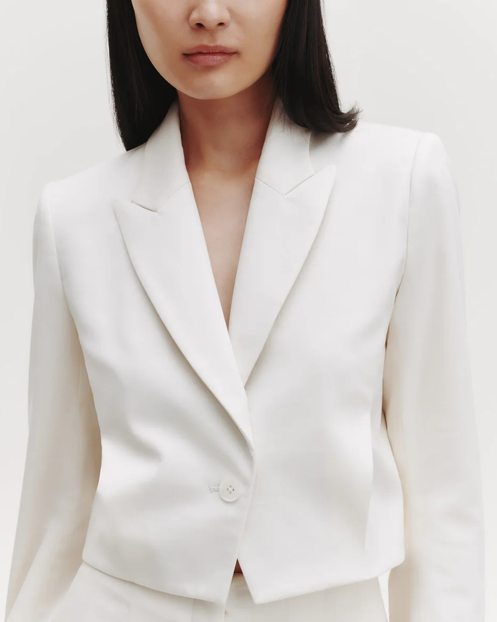 Blazer w/ Pleat Placket | Ivory