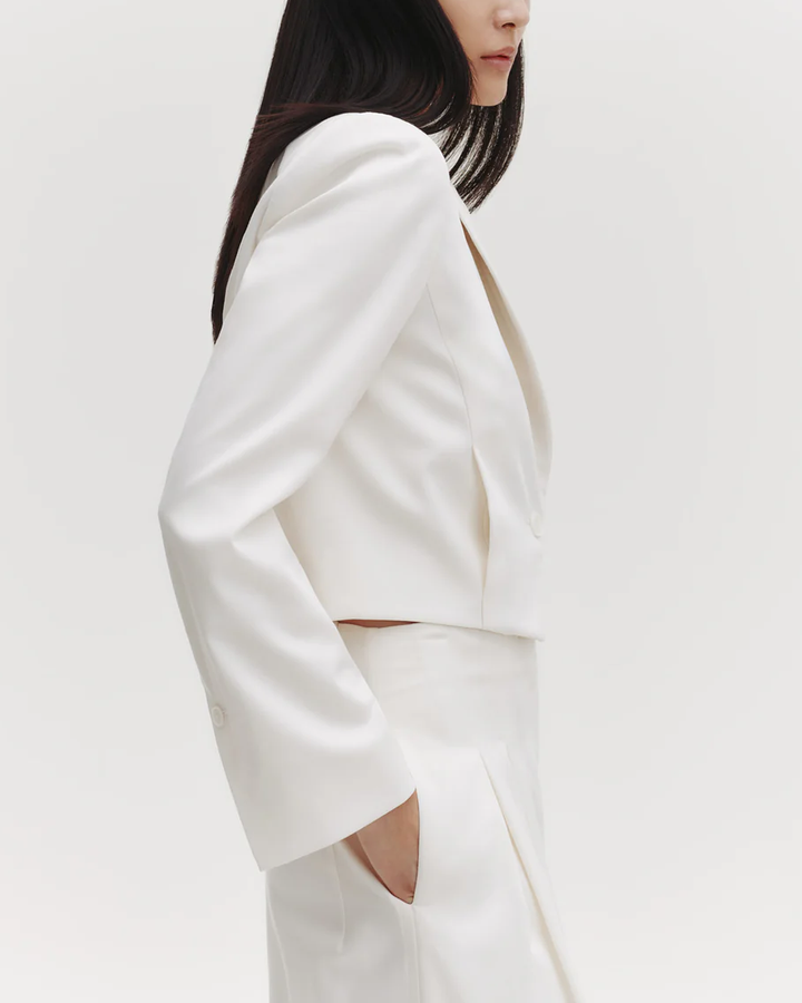 Blazer w/ Pleat Placket | Ivory