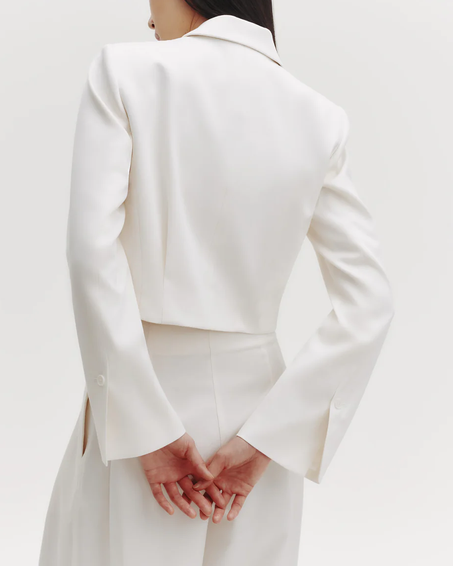 Blazer w/ Pleat Placket | Ivory