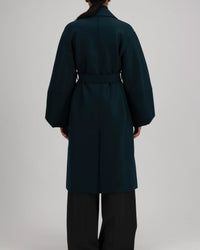 Puff Sleeves Coat | Bottle Green