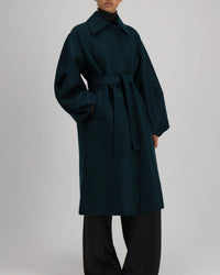 Puff Sleeves Coat | Bottle Green