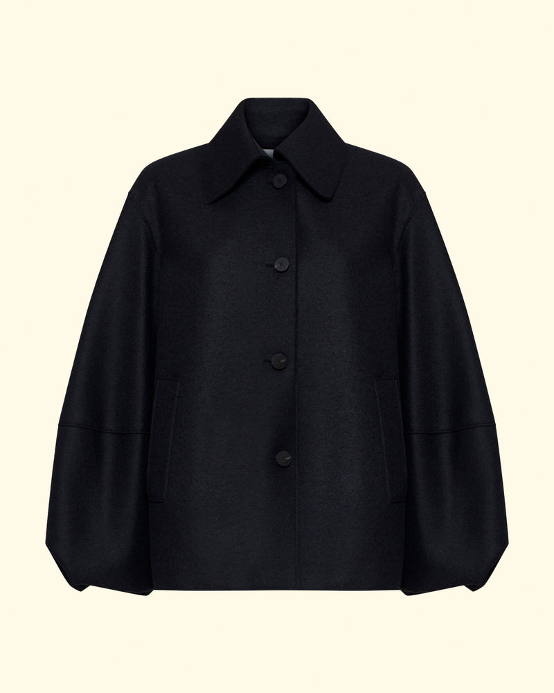 Puff Sleeves Jacket | Dark Blue