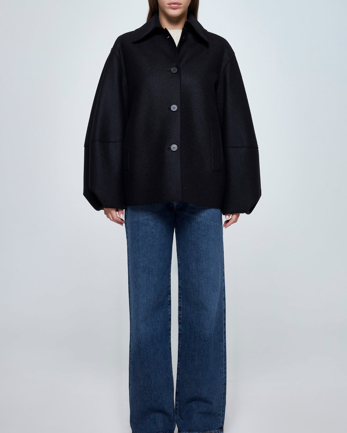 Puff Sleeves Jacket | Dark Blue