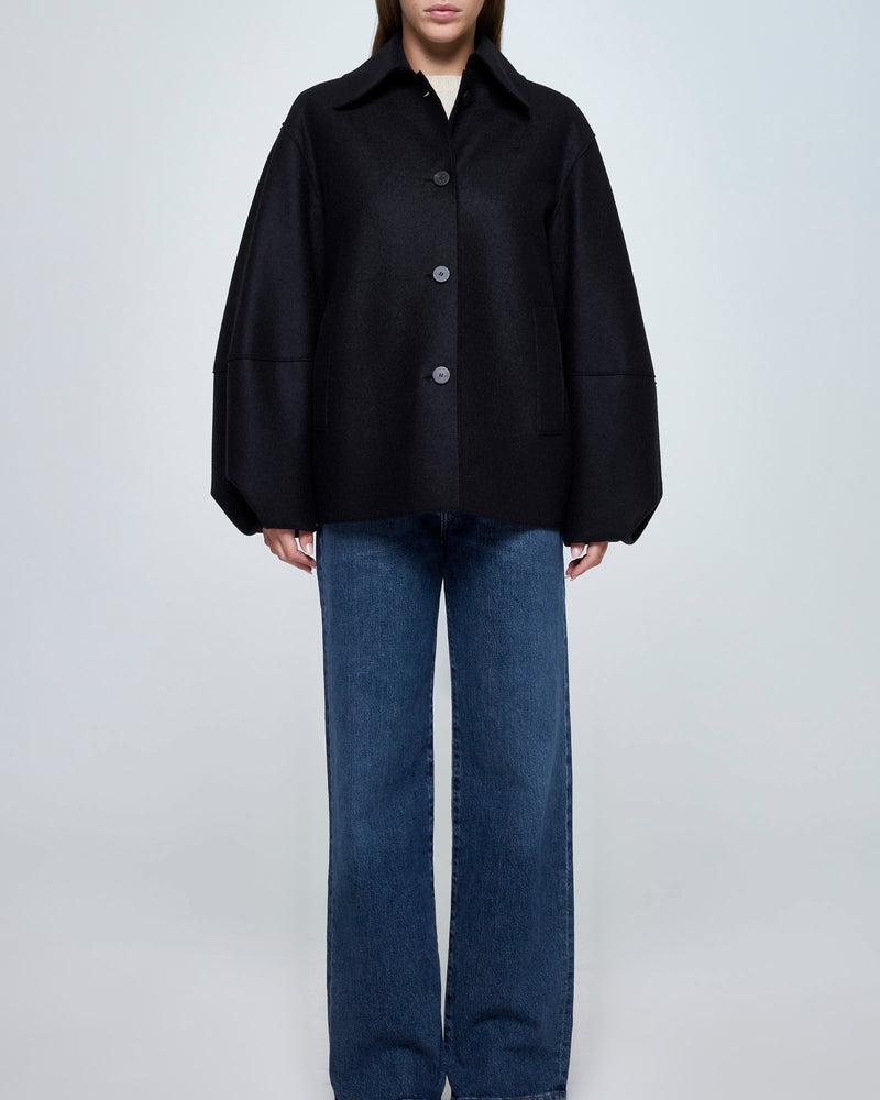 Puff Sleeves Jacket | Dark Blue