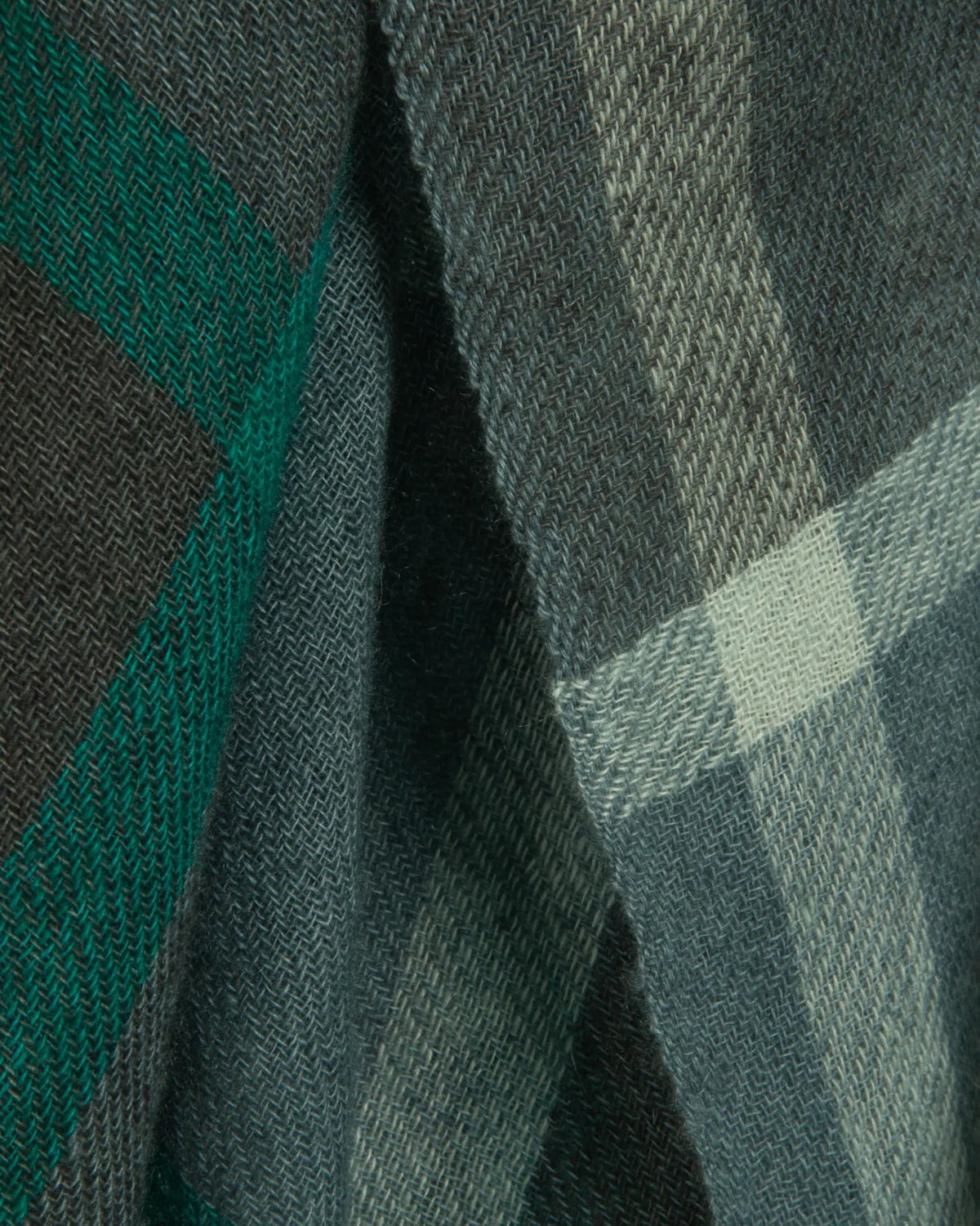 Mirror Cashmere Shawl Checks | Grey+Green