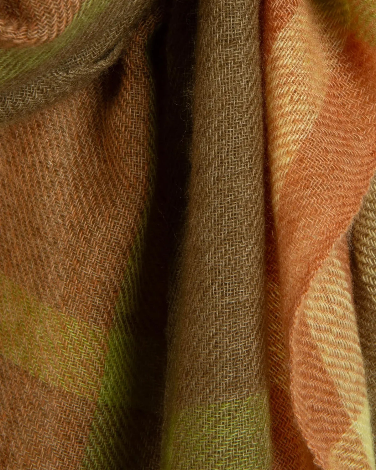 Mirror Cashmere Shawl Checks | Khaki+Greens