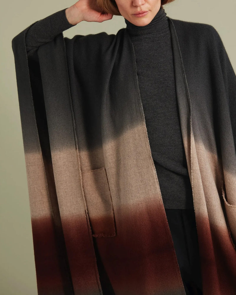 Flowing Cashmere Coat | Grey+Brown