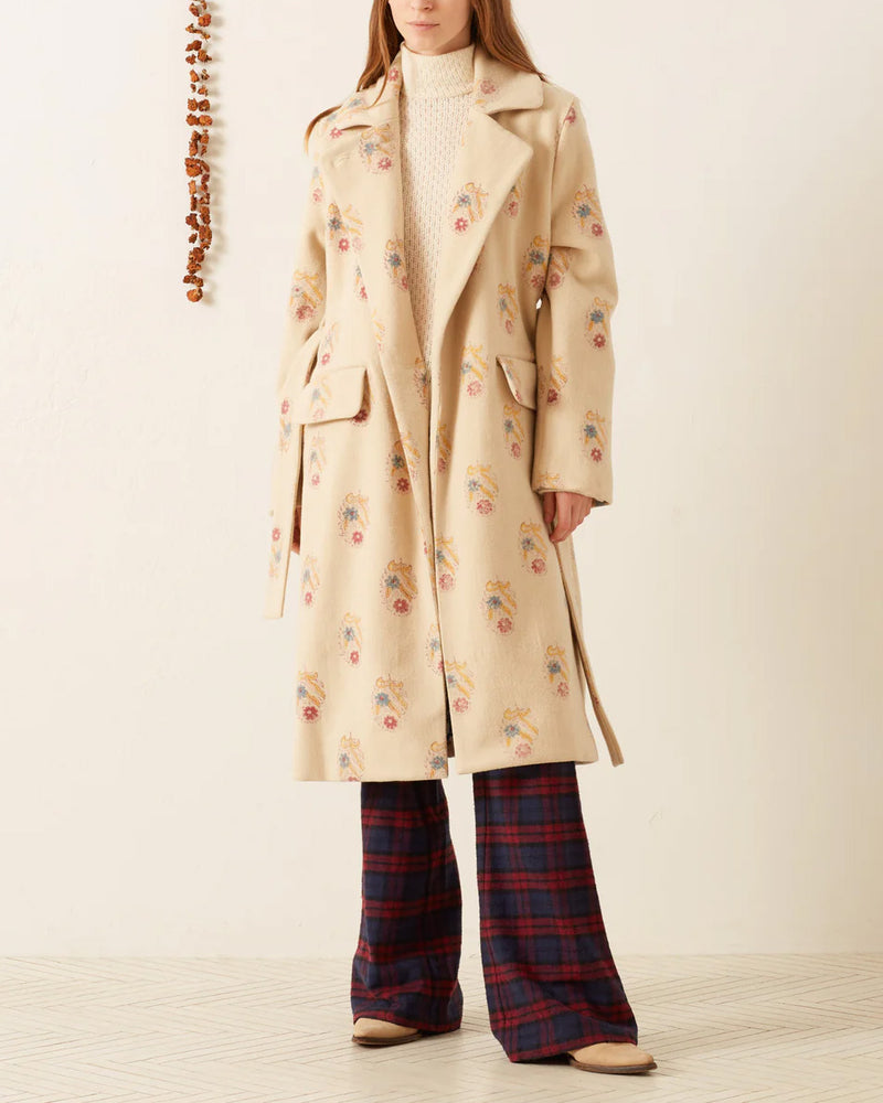 Officer Fireflower Wool Coat | Ivory Fireflower