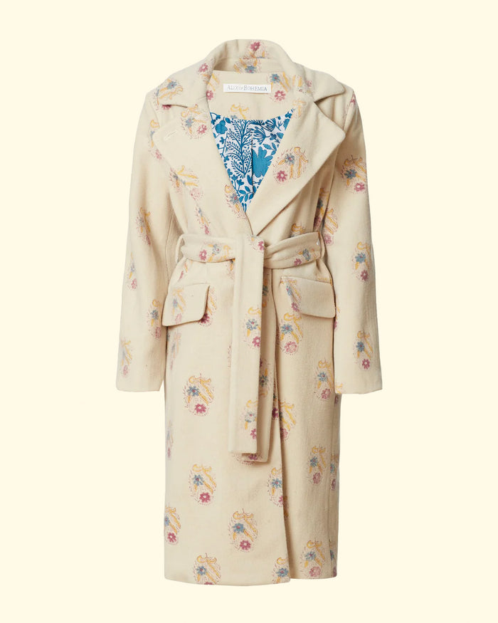 Officer Fireflower Wool Coat | Ivory Fireflower