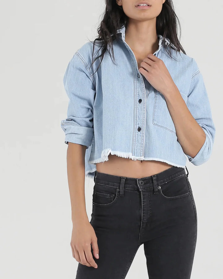 Crop Denim Shirt | Vintage Wash