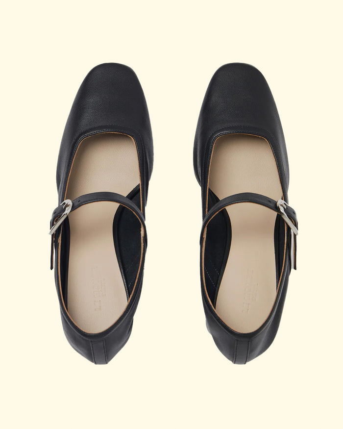 Ballet Mary Jane Leather Pumps | Black