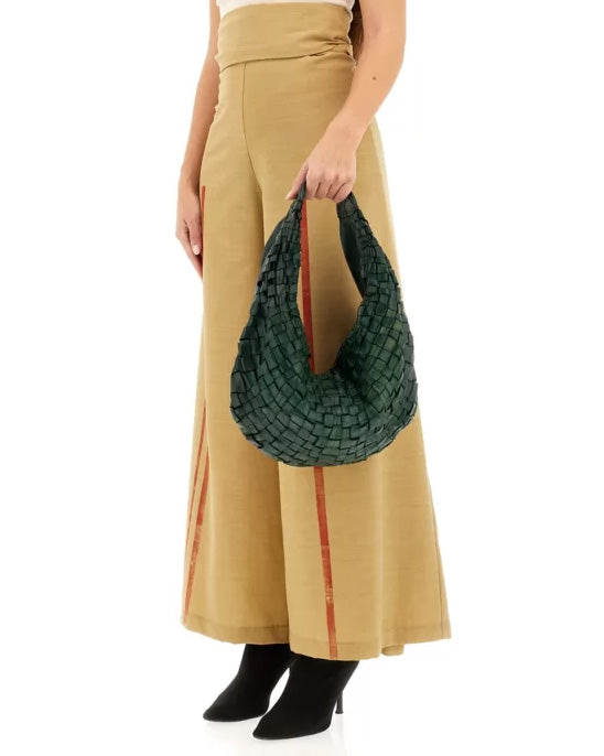 Woven Shoulder Bag | Green Bottle