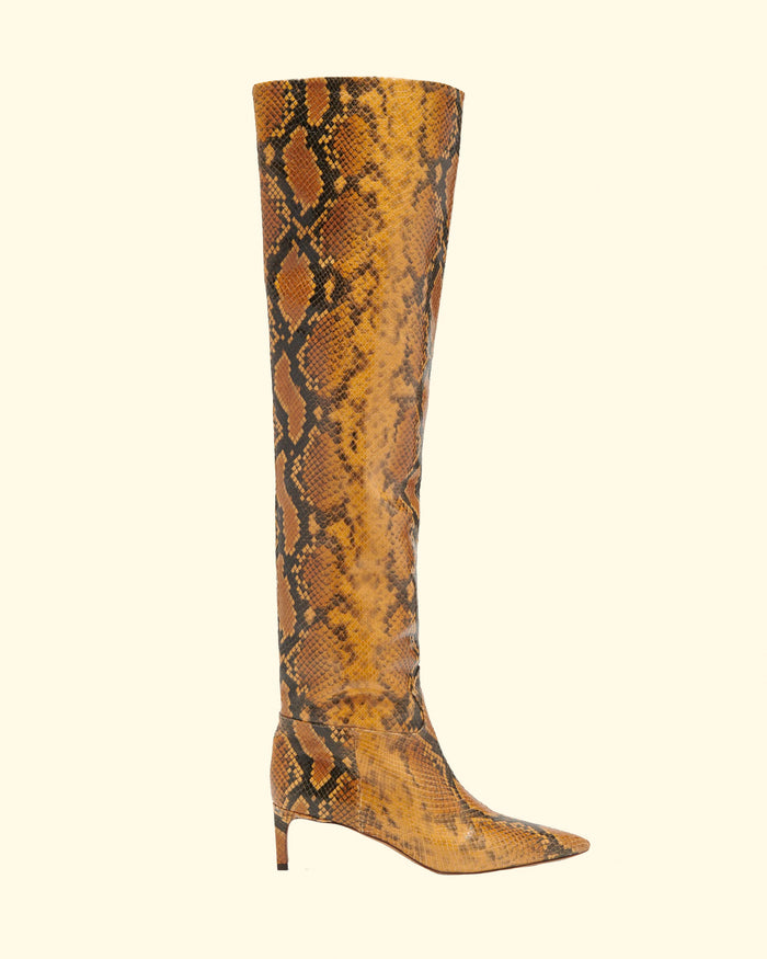 Carolina Mid Heel Boot | Amber Python