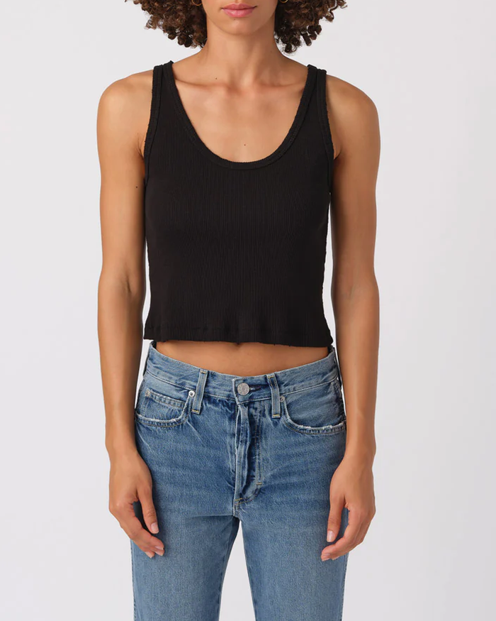 Crop Rib Tank | Faded Black