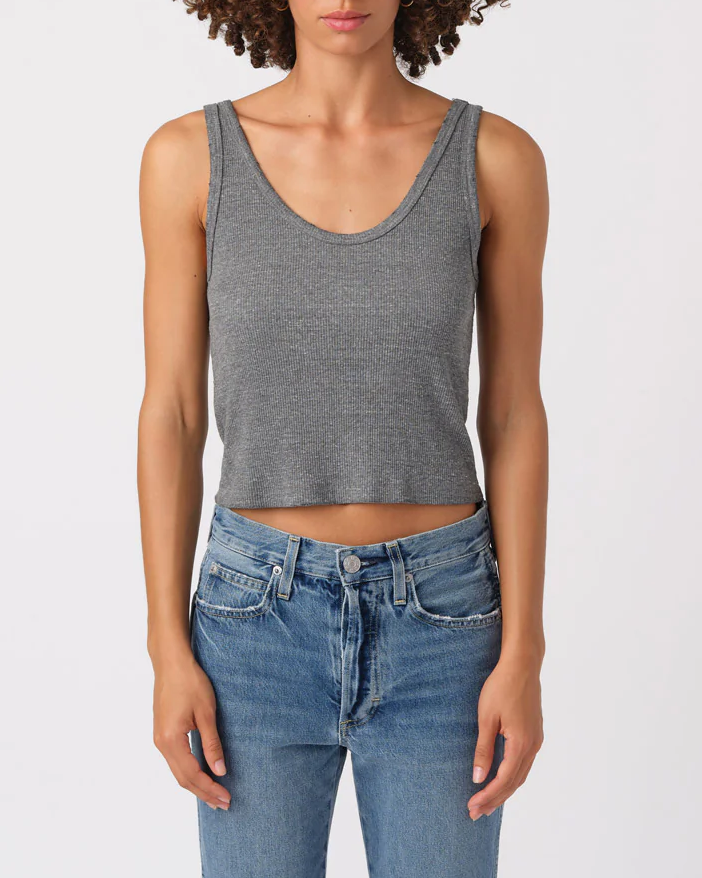 Crop Rib Tank | Heather Grey