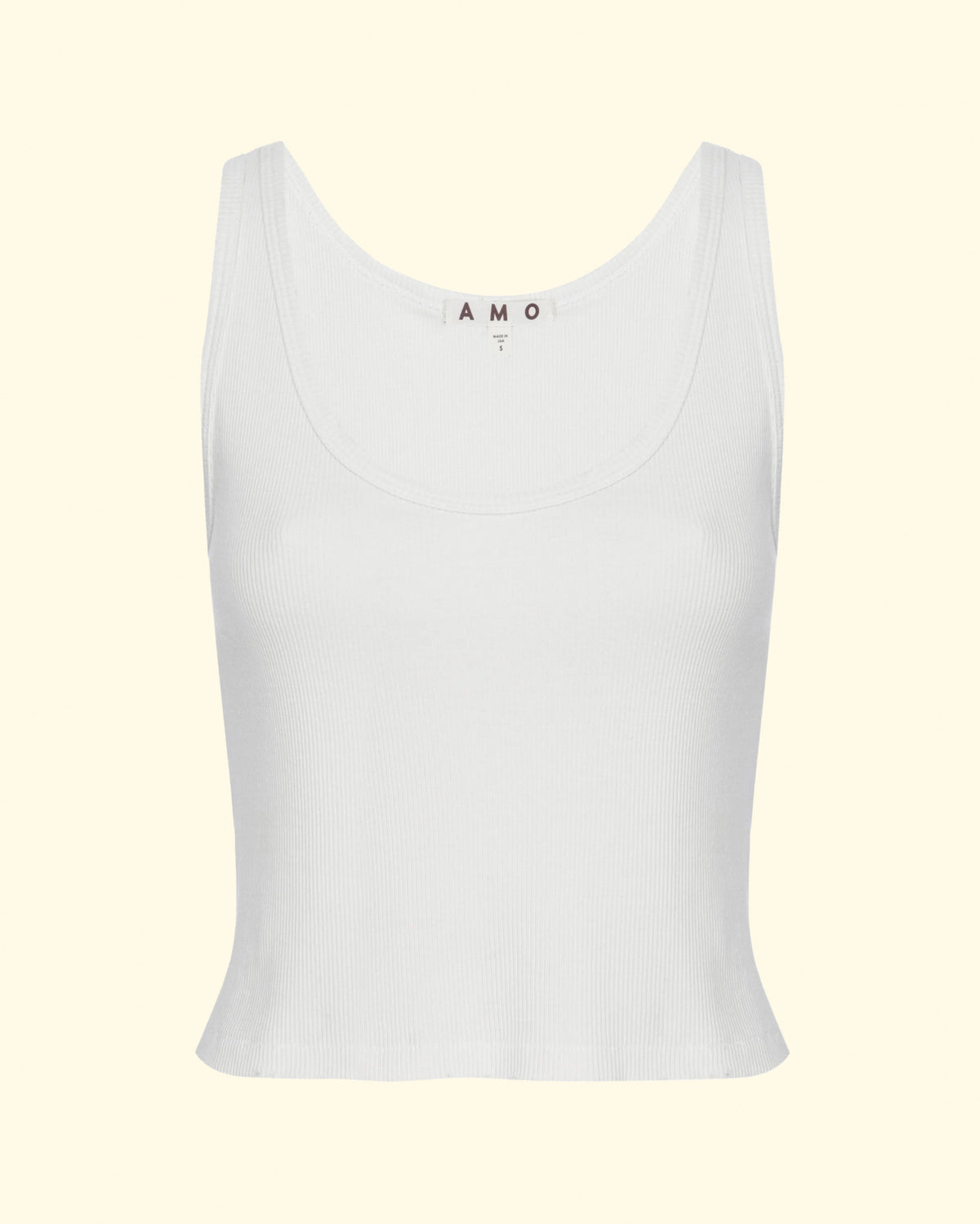 Crop Rib Tank | White