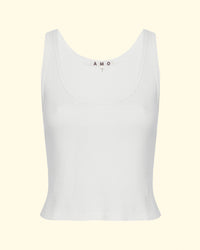 Crop Rib Tank | White