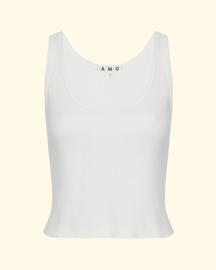 Crop Rib Tank | White