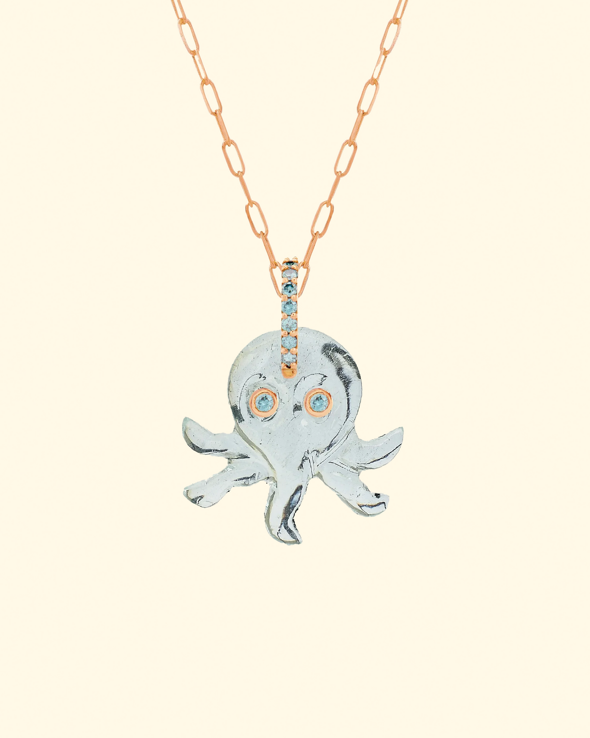 Aquamarine Octopus Pendant