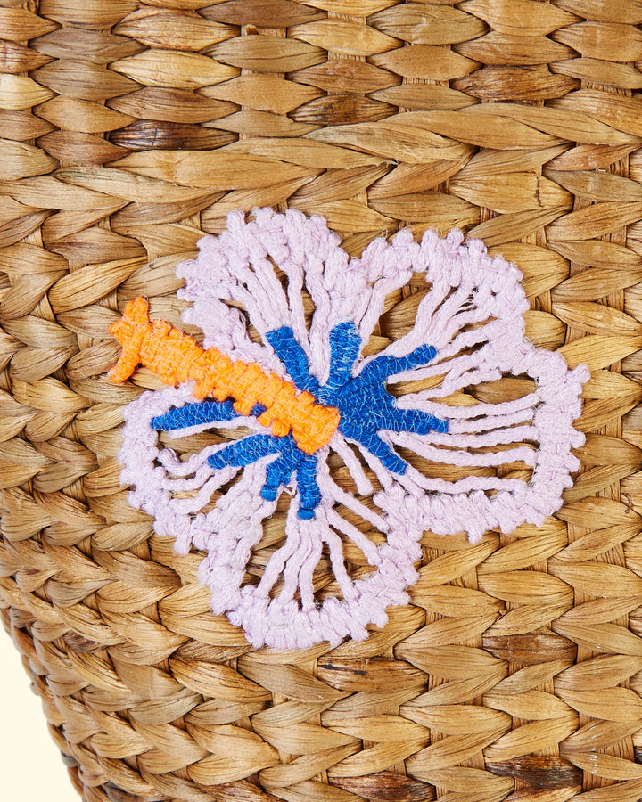 Embroidered Hyacinth Basket | Natural