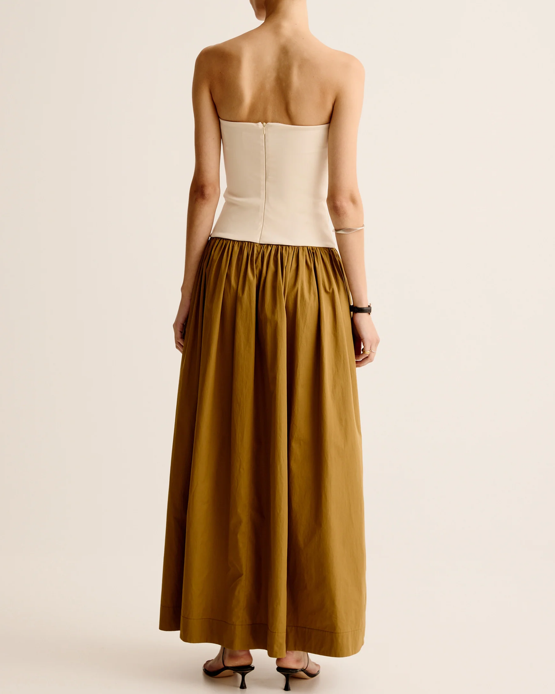 Duo Strapless Dress | Light Olive