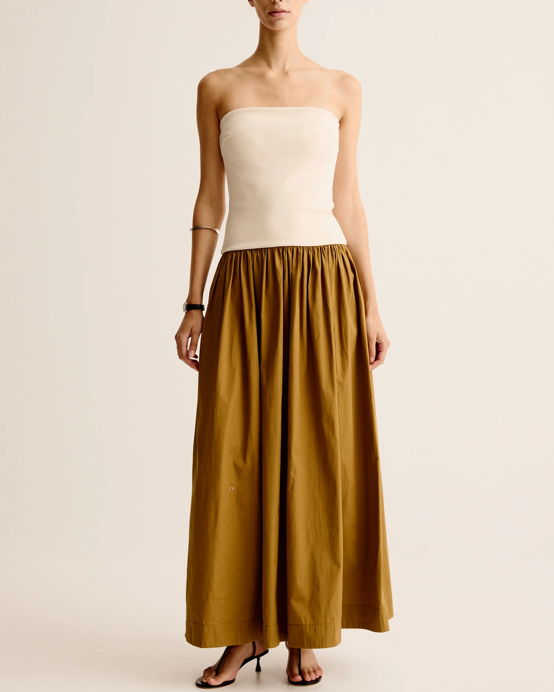 Duo Strapless Dress | Light Olive