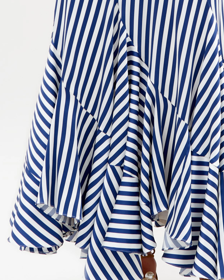 Florina Skirt | White Blue Stripe