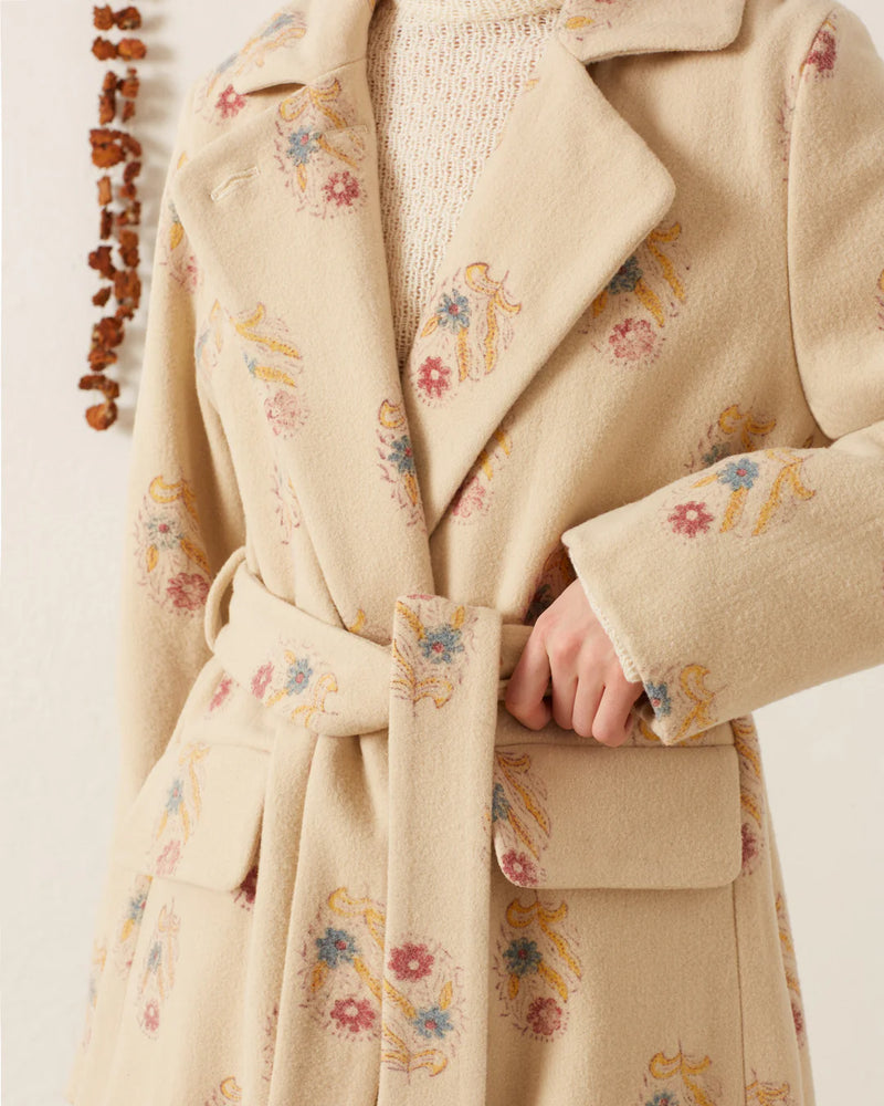 Officer Fireflower Wool Coat | Ivory Fireflower