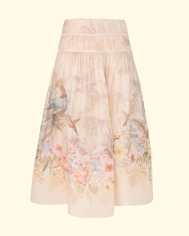 Illuminate Drawn Midi Skirt | Ivory Tropical