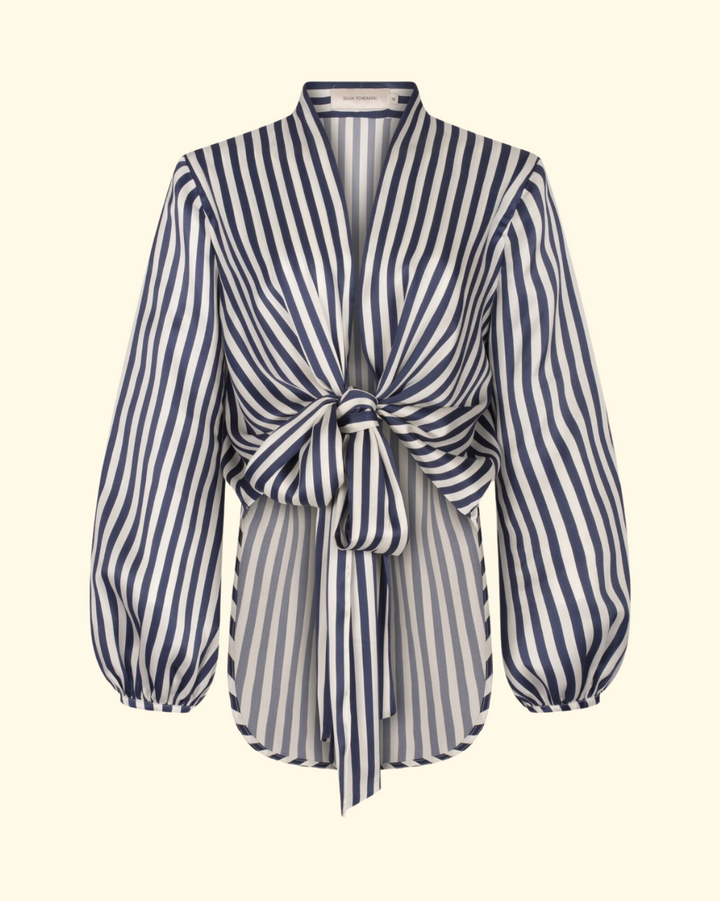 Honey Blouse | White Blue Stripe