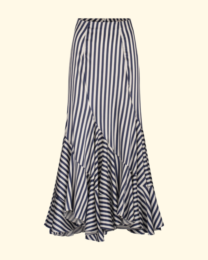 Florina Skirt | White Blue Stripe