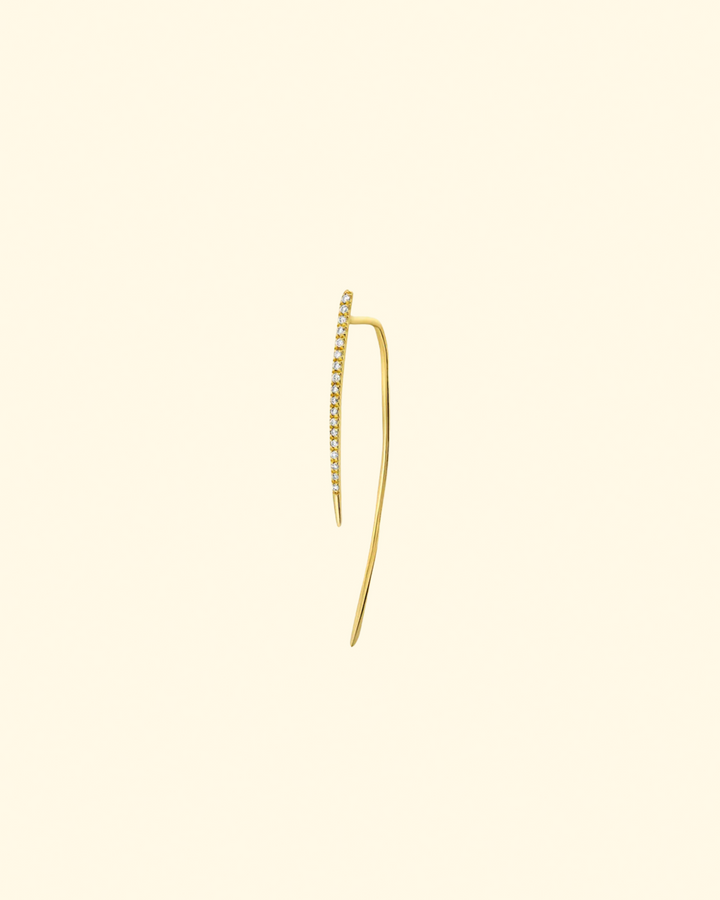 14K Medium Infinite Tusk Pavé Earring | Yellow Gold