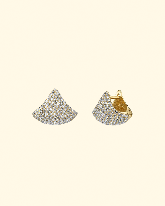 14K Small Apse Pavé Earrings | Yellow Gold