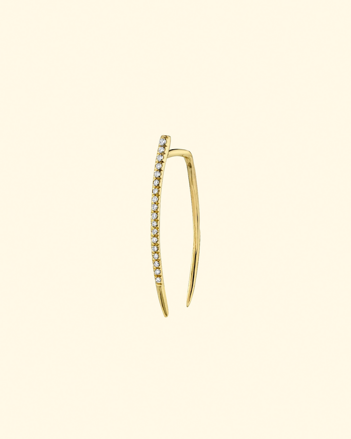 14K Large Classic Infinite Tusk Pavé Earring | Yellow Gold
